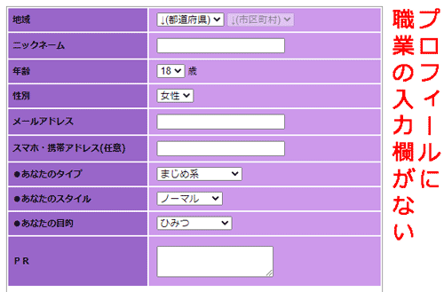プロフィール項目